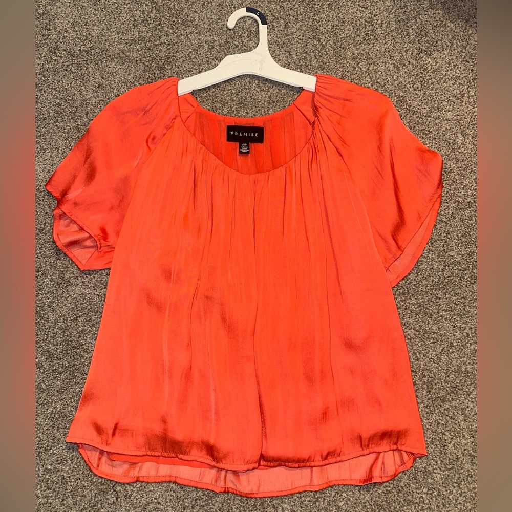 Women's beautiful and soft, silky orange blouse/ top.